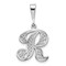 14K White Gold Polished Filigree Initial R Pendant Jewerly 28mm x 16.1mm
